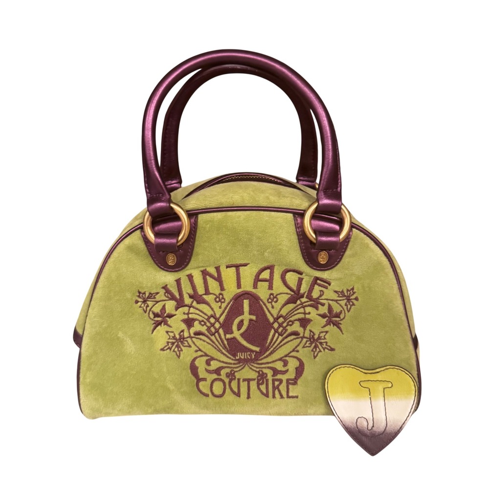 Juicy Couture Velour Dome Satchel‎ Y2K Lime And Purple Rare Bowler Bag P&G RARE